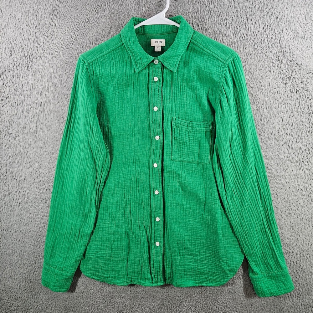 J.Crew Womens Green Double Gauze Cotton Button Down Shirt Small